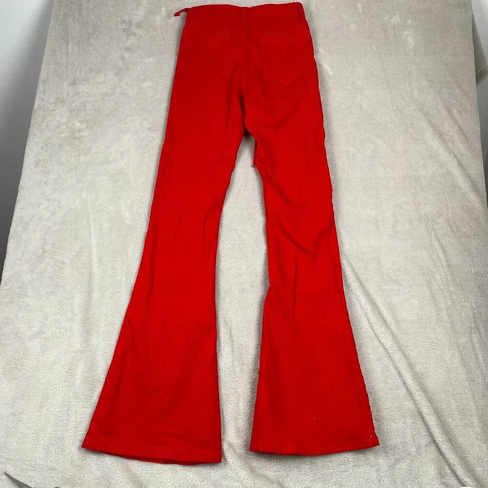 Edikted Woman's Pants XS Red Lace-Up Flared Bell Bottom Cotton Blend Retro Y2K S